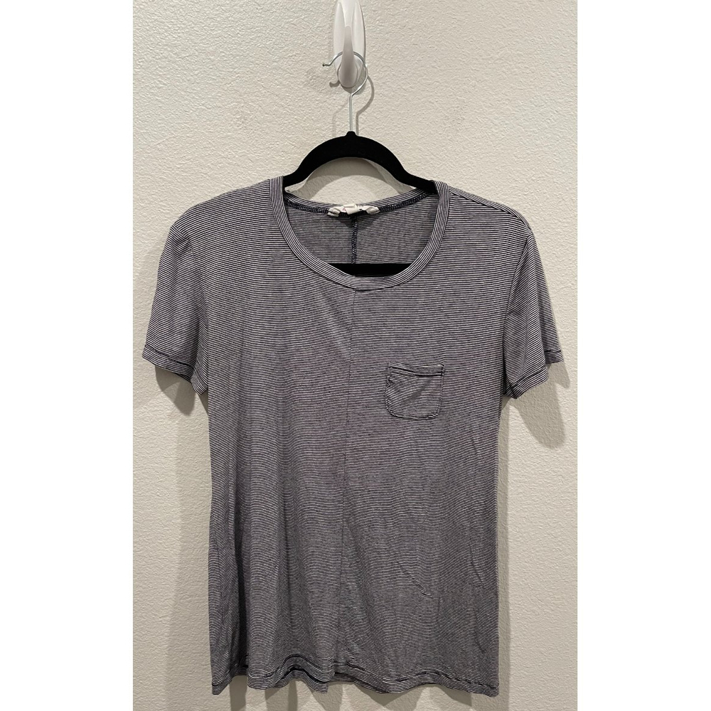 ATHLETA Striped Black White Short Sleeve Top